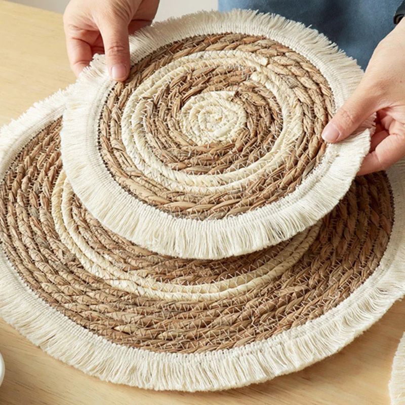 Set De Table En Osier Bohème Chic Avec Texture Tressée Lot de 2