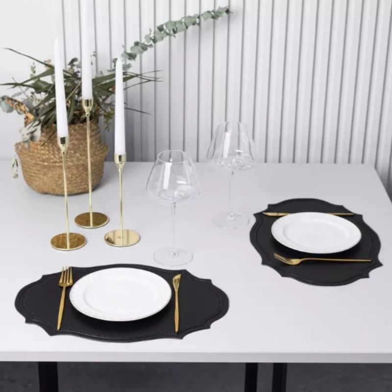 Set De Table Cuir Élégant Design Unique Antidérapant Et Facile À Nettoyer