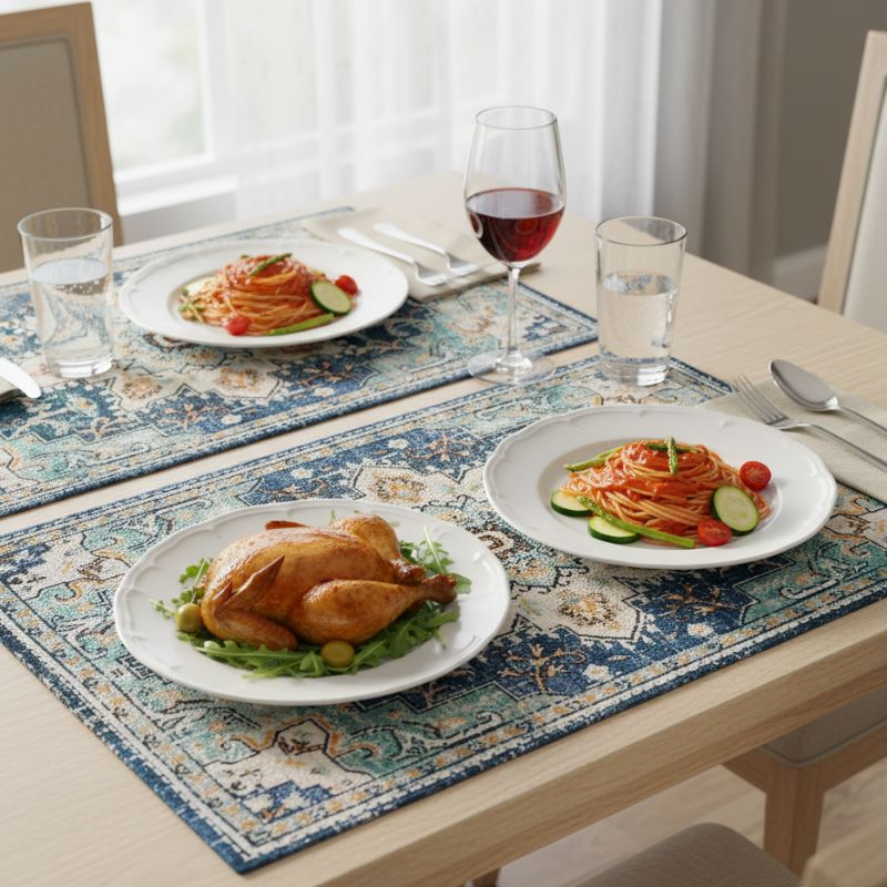 Set De Table En Lin Bohème Avec Motif Lot de 4