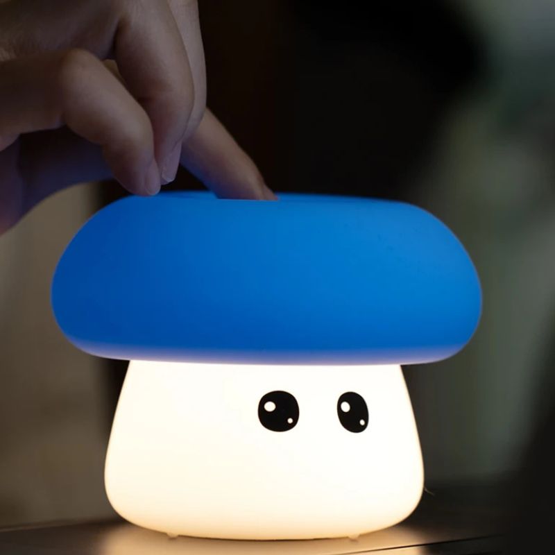 Lampe Champignon Bleue En Silicone Souple Et Tactile