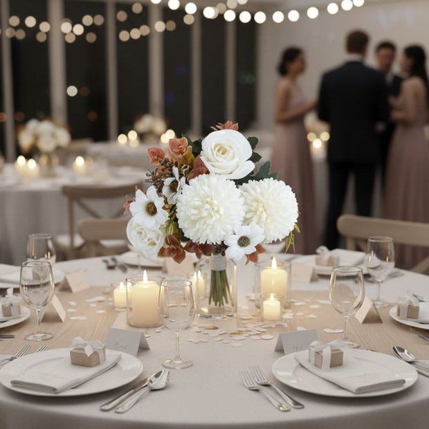 Fleur Artificielle Blanc Bouquet Généreux Style Classique