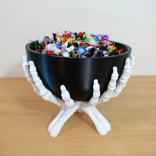 Décorations Halloween Bol à Bonbons avec Mains de Squelette Gothique