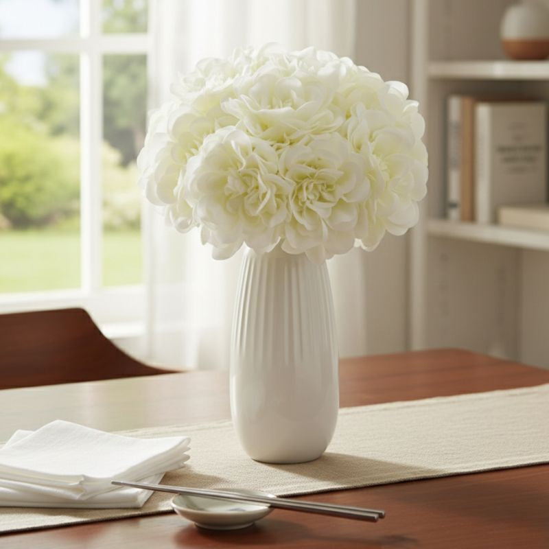 Fleur Artificielle Blanc Pivoine Effet Soie Élégant