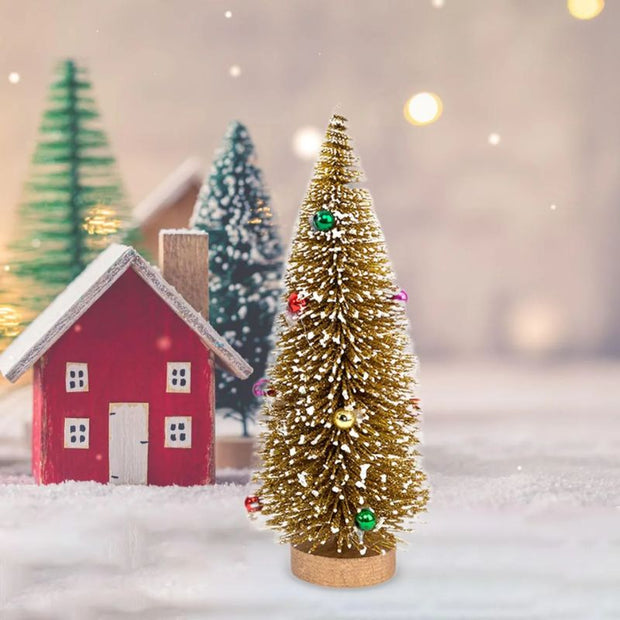 Sapin De Noël Miniature Avec Boules Colorées