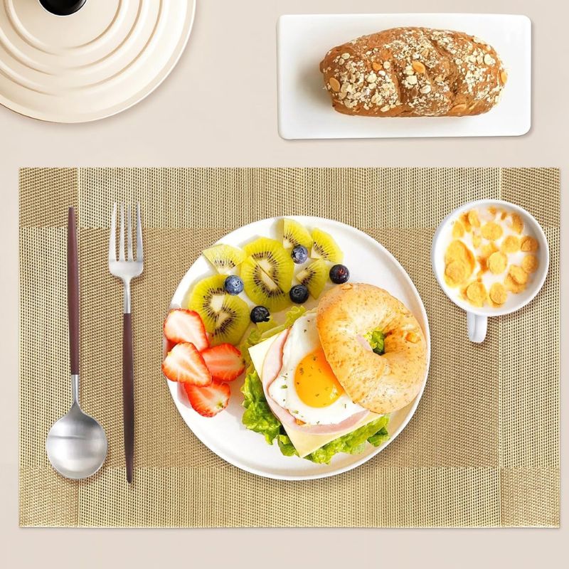 Set De Table Vinyle Doré Brillant Résistant À La Chaleur