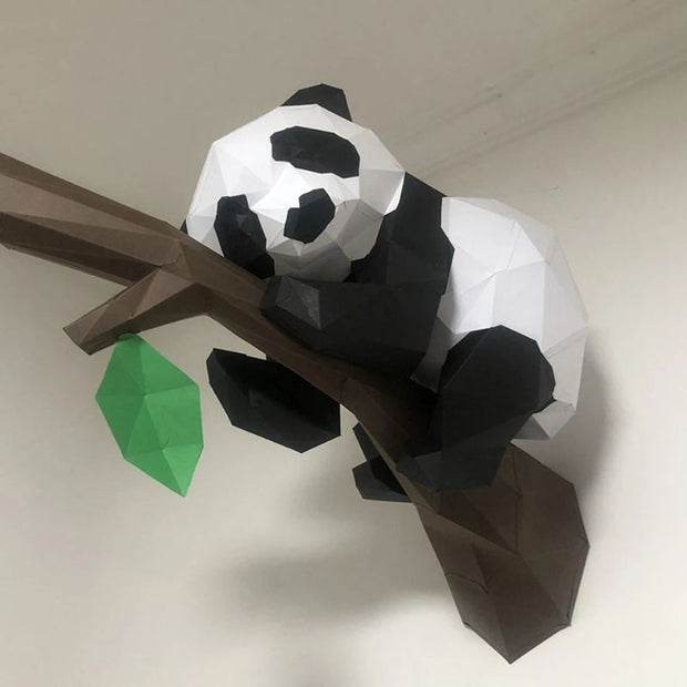 Sculpture Papier Panda Géométrique