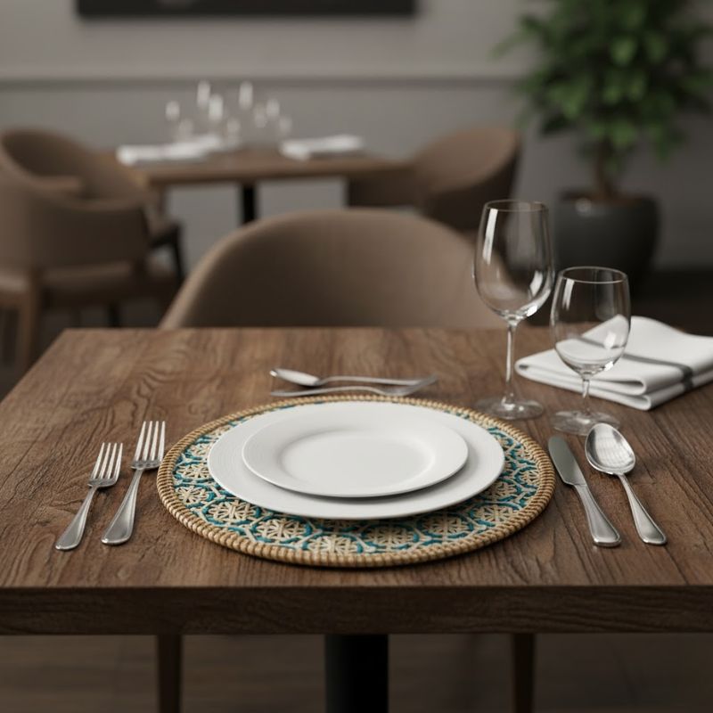 Set De Table Rotin Naturel Avec Motif Décoratif Chic