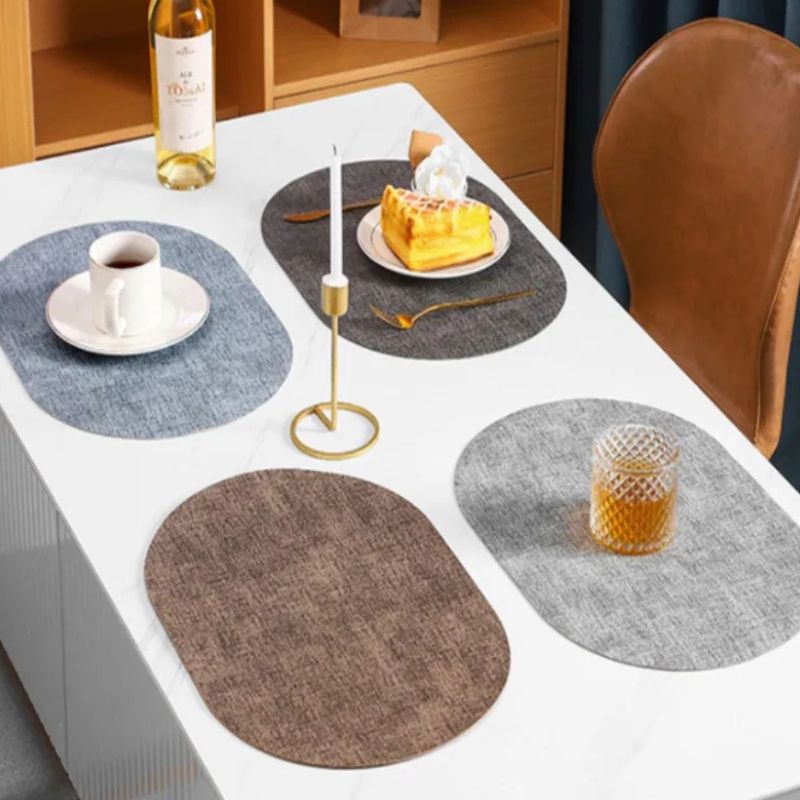 Set De Table Ovale En Cuir Antidérapant Et Thermorésistant