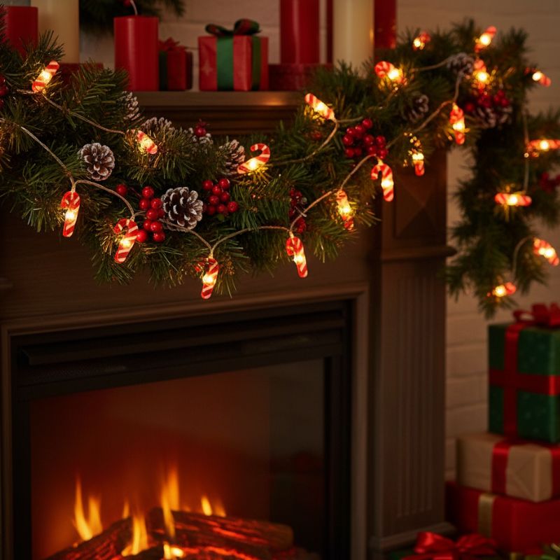 Guirlandes de Noël LED Sucre d’Orge