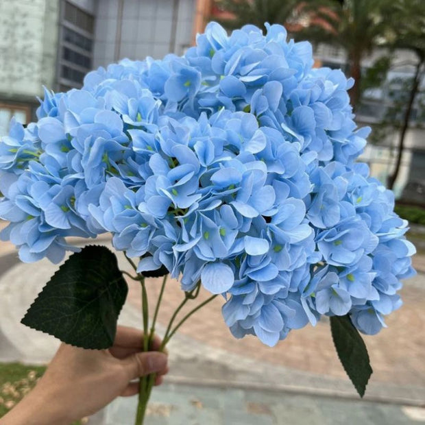 Fleur Artificielle Bleu Hortensia En Bouquet Généreux Style Élégant