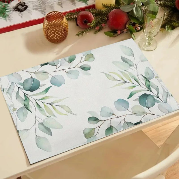 Set De Table Lavable Feuillage D’Eucalyptus 4 Pièces