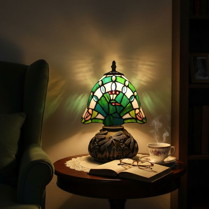 Lampe Champignon En Pâte De Verre Verte Ambiance Chic