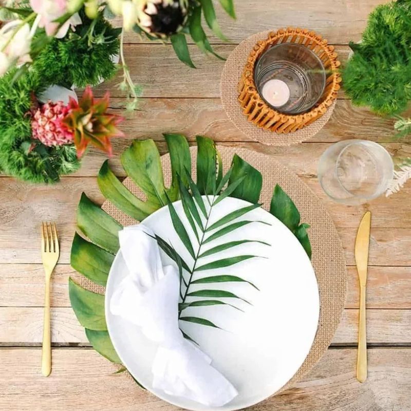 Set De Table Rond En Lin Et Jute Durable Lot de 10 Pièces