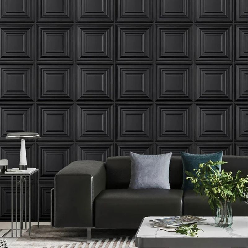 Panneau Mural Décoratif Avec Relief Carré 3D 10 Pièces
