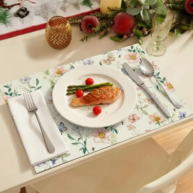 Set De Table Lavable Motif Floral Doux 4 Pièces