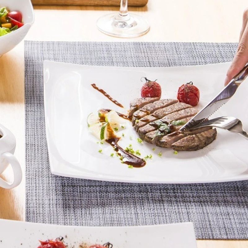 Set De Table Vinyle Rectangulaire Tissé Lavable Et Résistant 4 Pièces