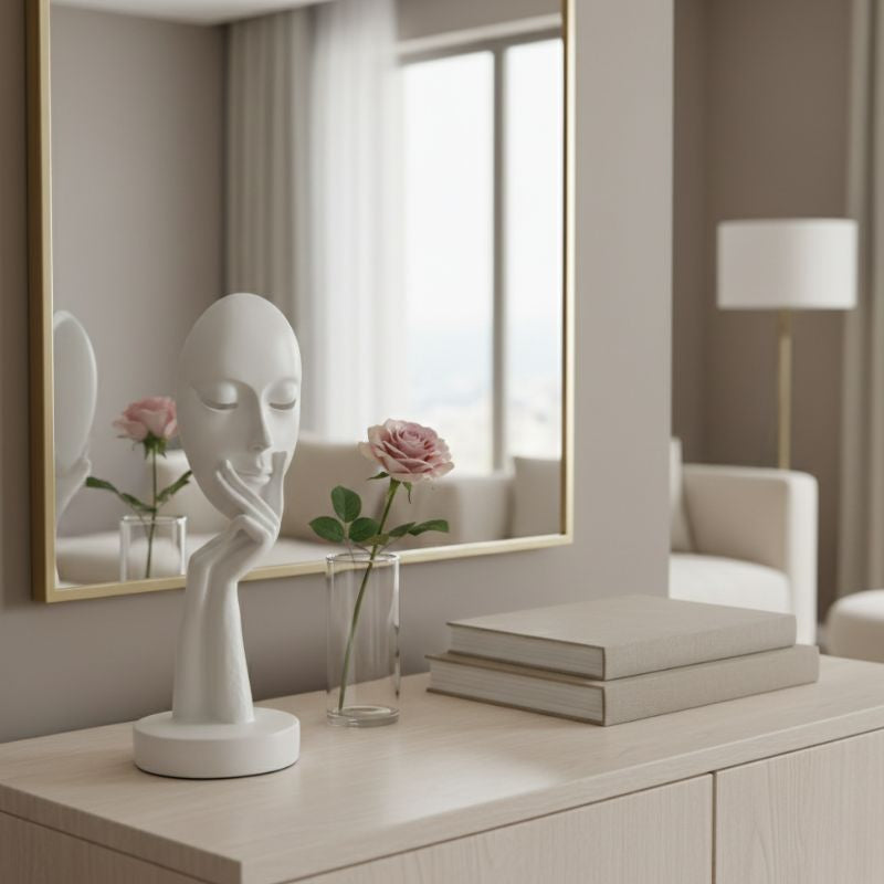 Sculpture Visage Décorative En Design Moderne Élégant