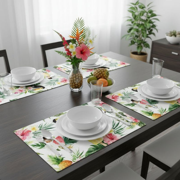 Set De Table En Lin Décoration Tropicale Colorée