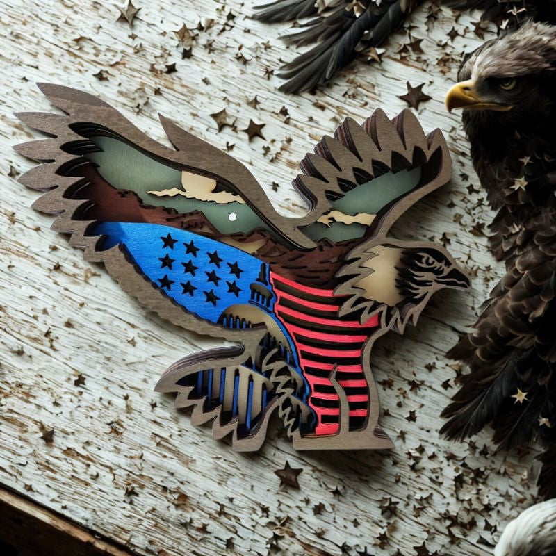Sculpture En Bois Aigle En Décoration Murale Avec Effet Multicouche
