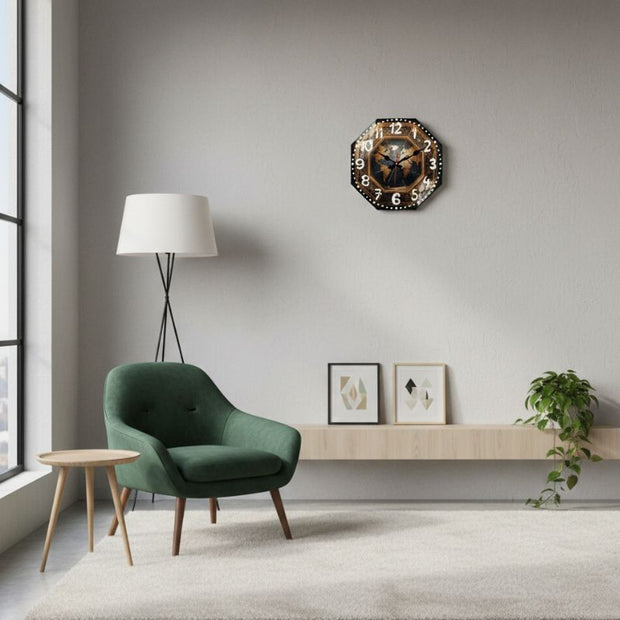 Horloge Monde Décorative Avec Design Octogonal