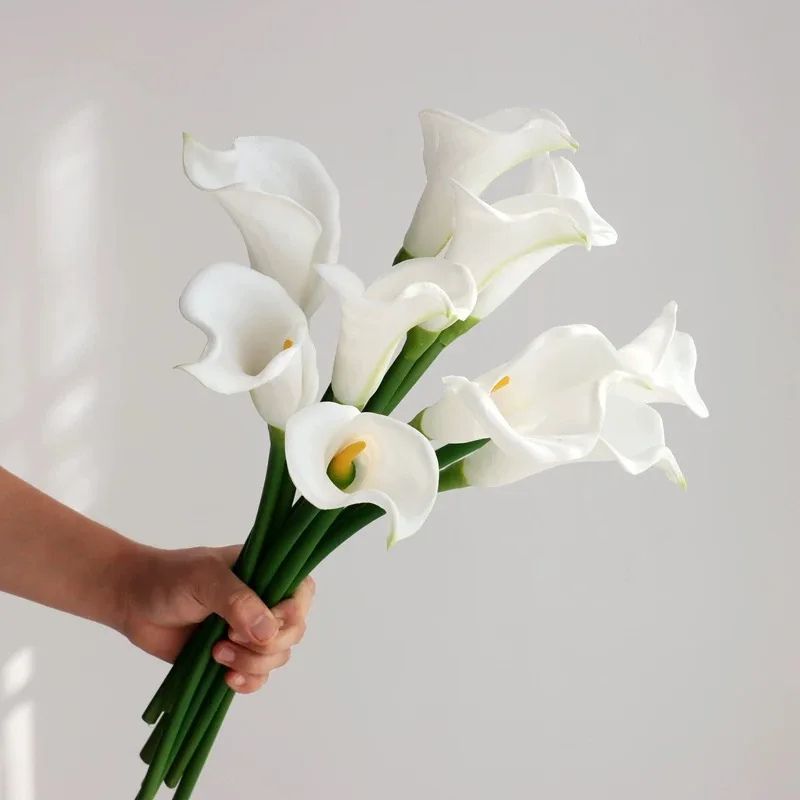 Fleur Artificielle Blanc Bouquet Lys Calla Silhouette Élancée