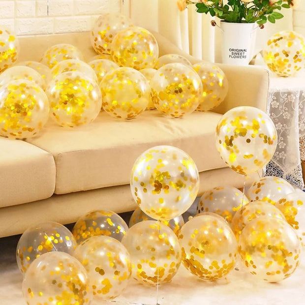 Décoration Festive Ballons à Confettis Dorés 10 Pièces