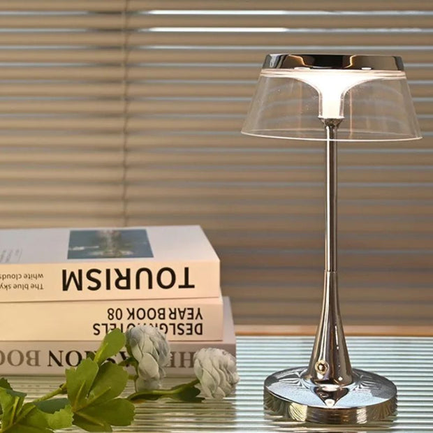 Lampe À Poser Champignon En Verre Et Métal Design Moderne