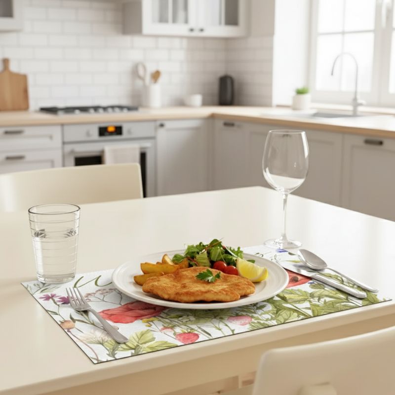 Set De Table Lavable Fleurs Sauvages Aquarelle Élégant Et Coloré 4 Pièces