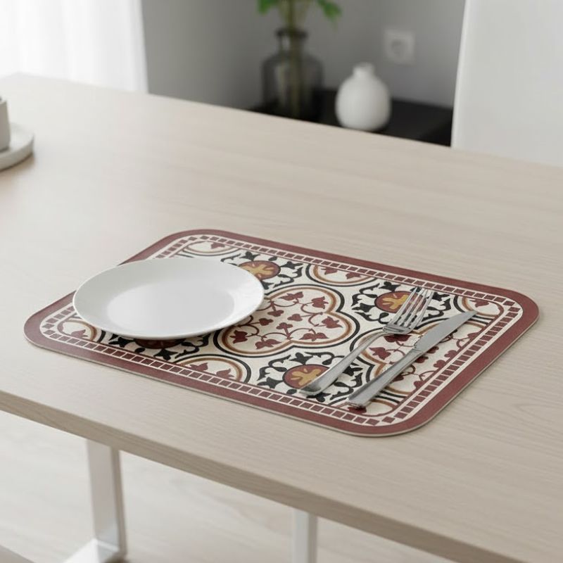 Set De Table Cuir Rétro Américain Imperméable Et Lavable