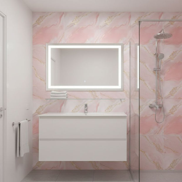 Panneau Mural Salle De Bain Raffiné Avec Texture Marbrée Rose