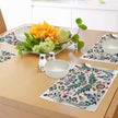 Set De Table En Lin Vintage À Motifs Floraux Et Oiseaux
