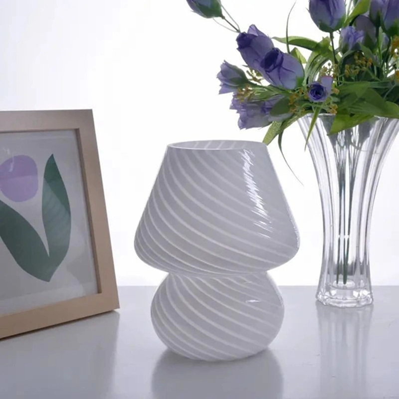 Lampe Champignon Année 70 En Verre Strié Ambiance Douce