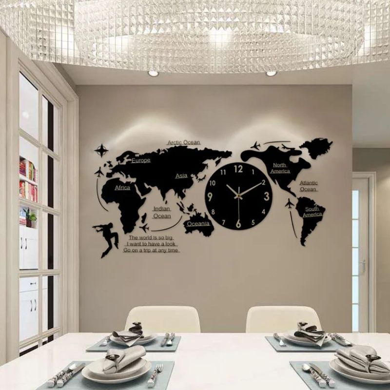 Horloge Murale Avec Carte Du Monde 3D