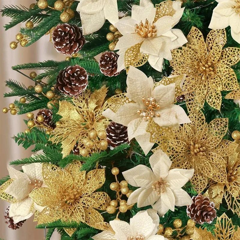 Décorations de Noël Fleurs Pailletées