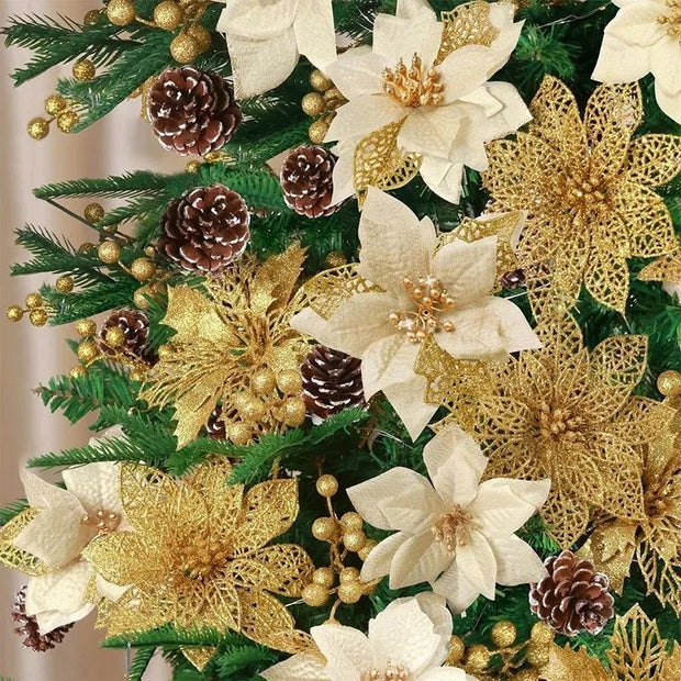Décorations de Noël Fleurs Pailletées