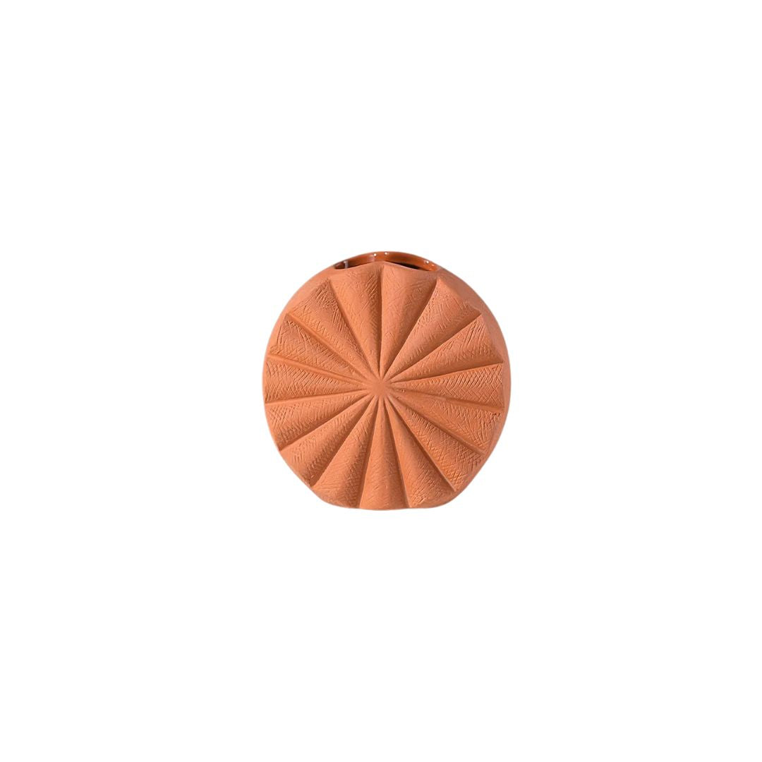 Vase Terracotta avec Motif de Tournesol pour Fleur