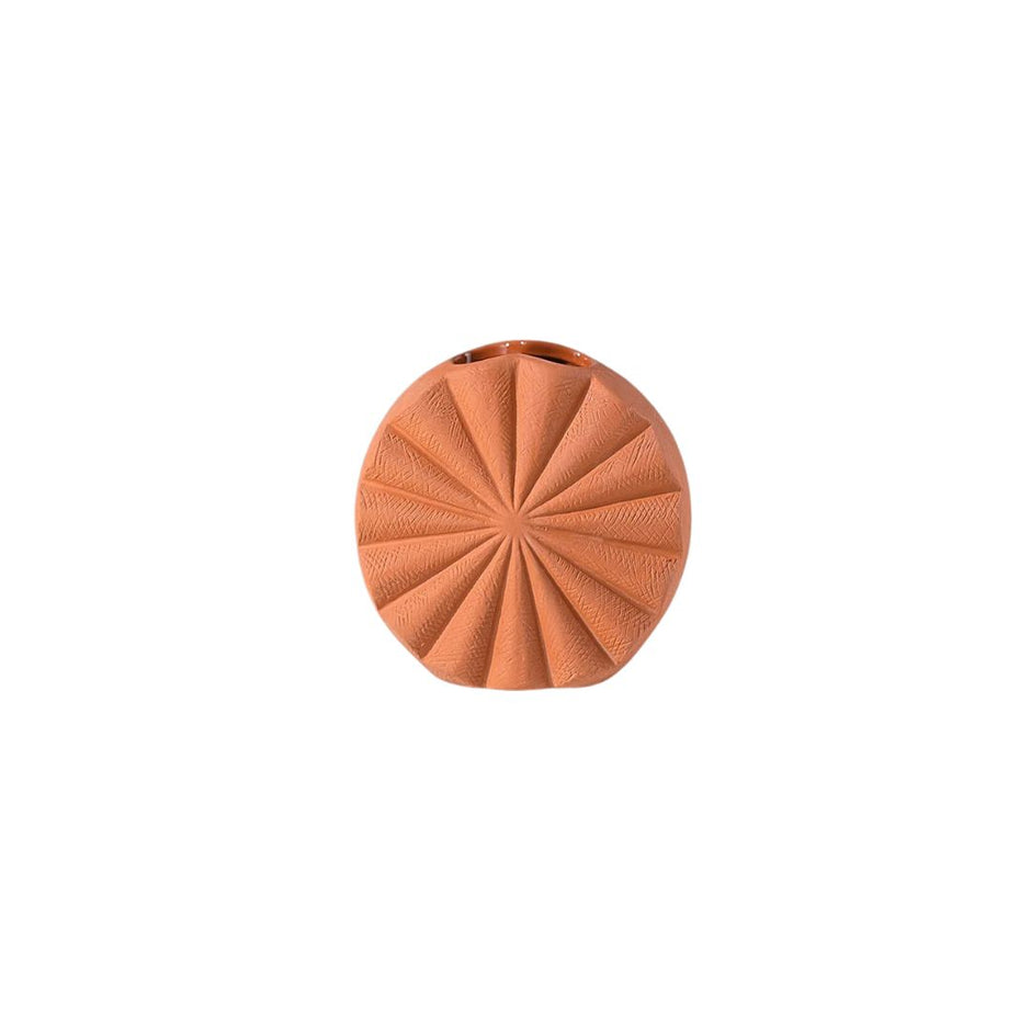 Vase Terracotta avec Motif de Tournesol pour Fleur