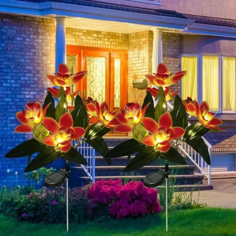 Éclairages Solaires de Jardin Design Orchidées Lumineuses