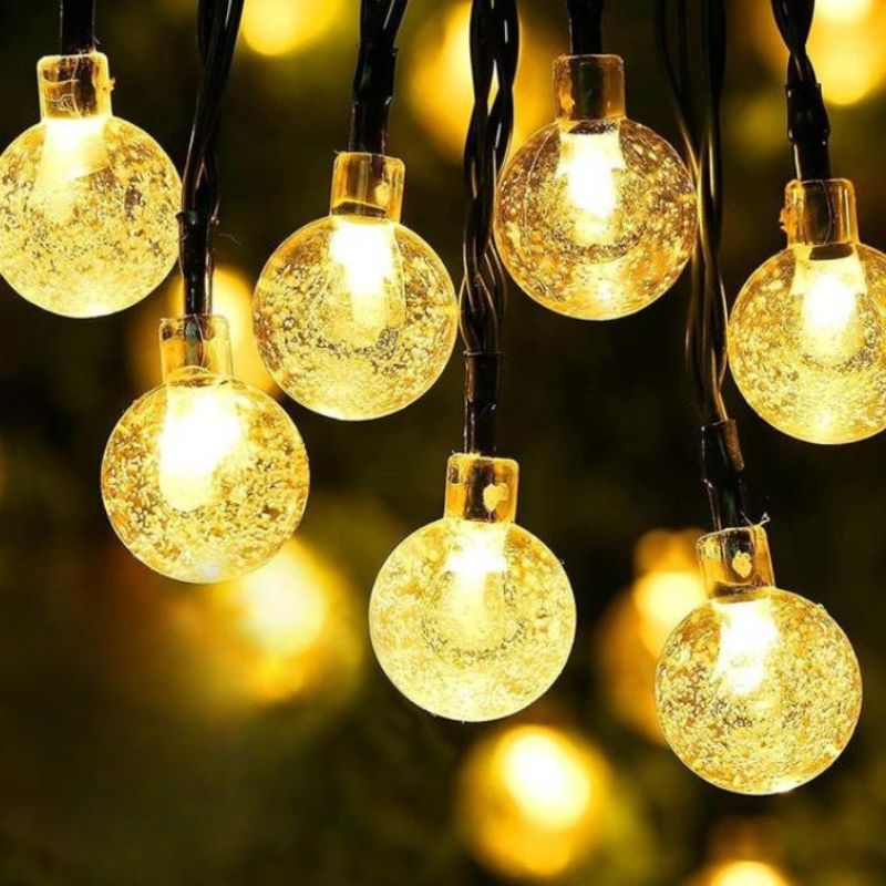 Guirlandes Guinguette Blanc Chaud Solaires Cristal LED