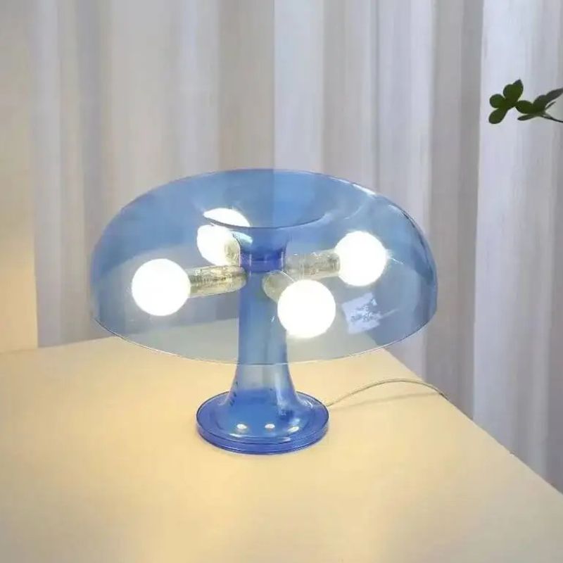 Lampe Champignon Bleue Style Vintage Avec Dôme Transparent