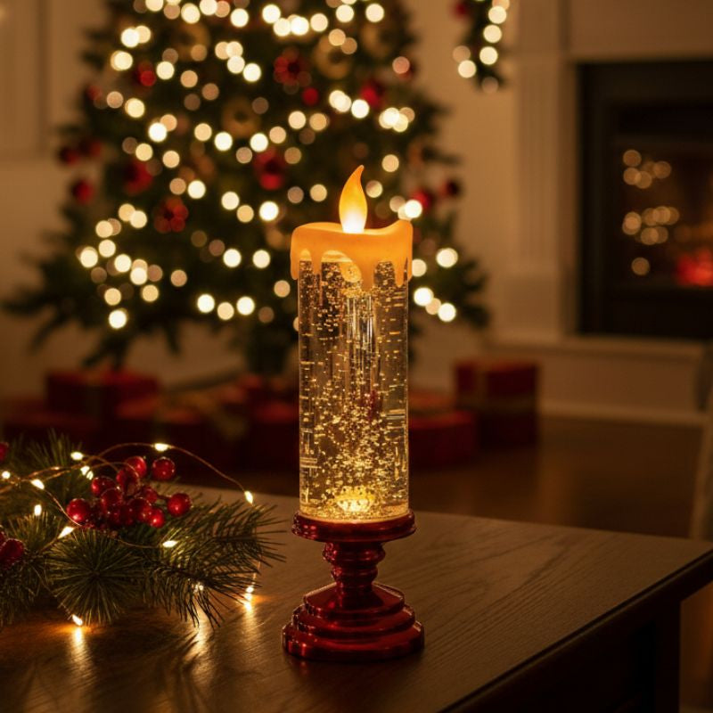 Décoration de Noël Bougie LED Pailletée