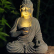 Sculpture Jardin Bouddha Assis En Ambiance Méditation