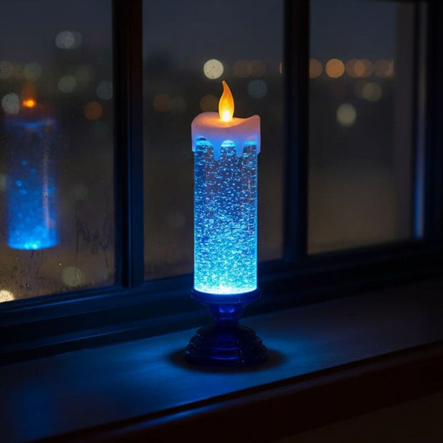 Bougie Led Cristal Multicolore Avec Flamme Réaliste Et Effet Paillettes
