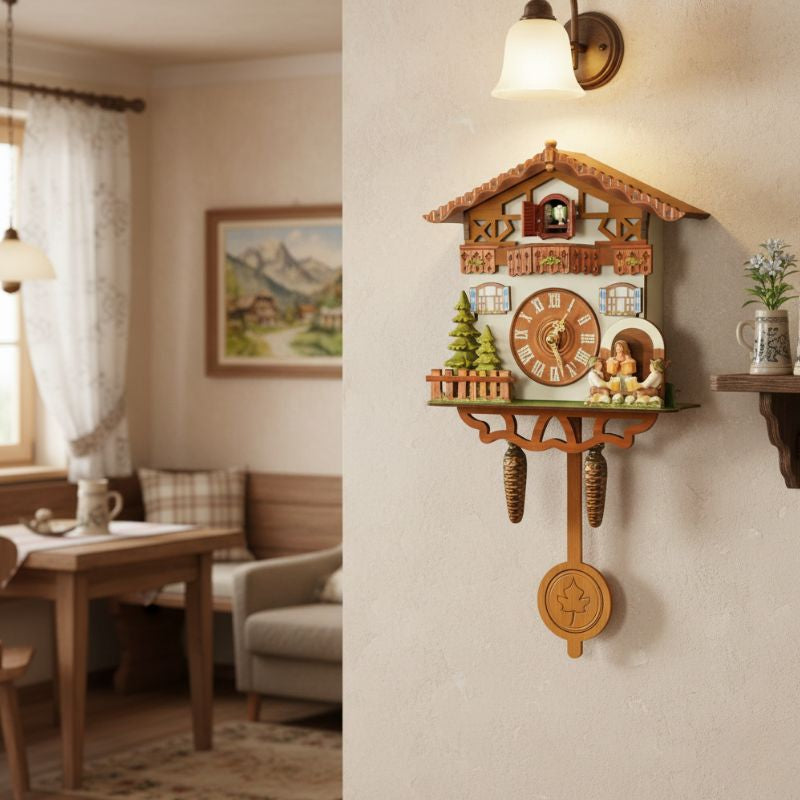 Horloge Coucou Murale En Bois Style Chalet Avec Pendule