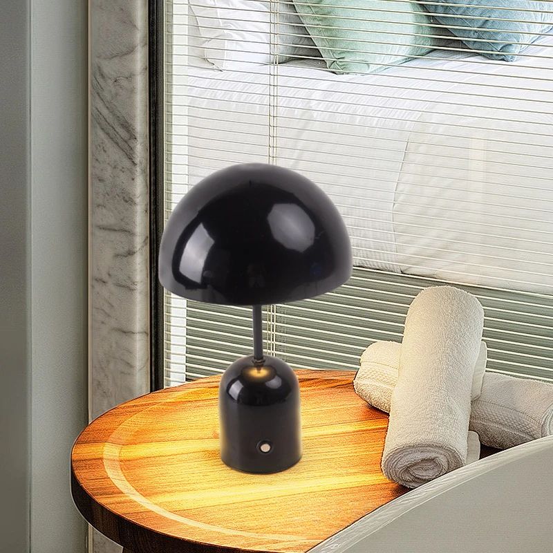 Lampe Champignon Noire Rechargeable Et Contemporaine