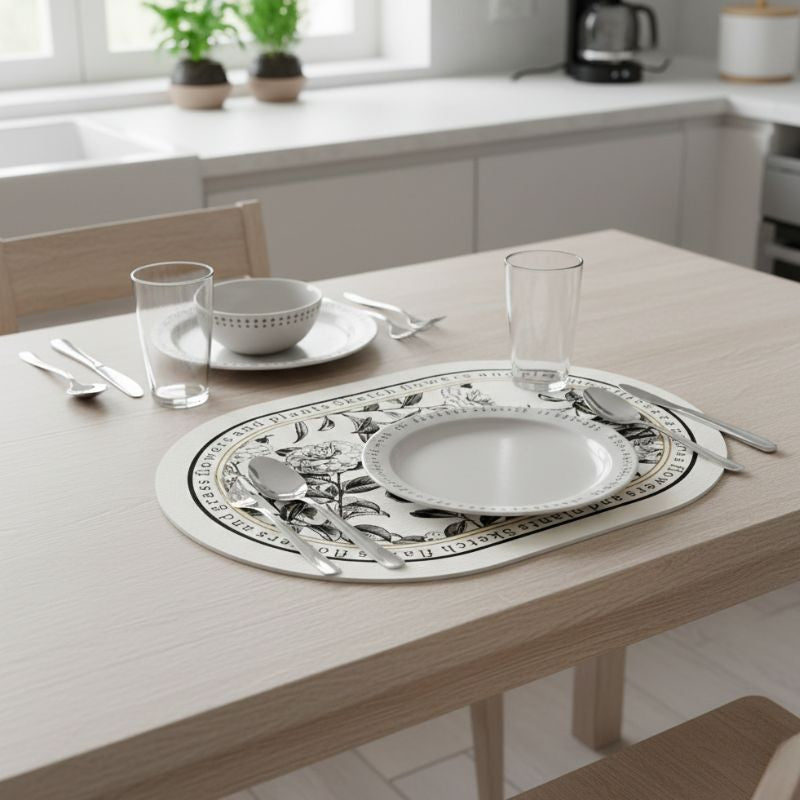 Set De Table Cuir Ovale Style Botanique Élégant