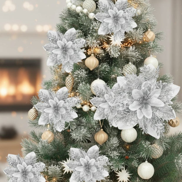 Fleur Artificielle Gris Avec Effet Pailleté Élégant