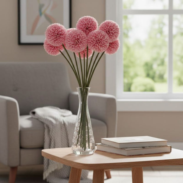 Fleur Artificielle Rose Avec Pompons En Bouquet Délicat