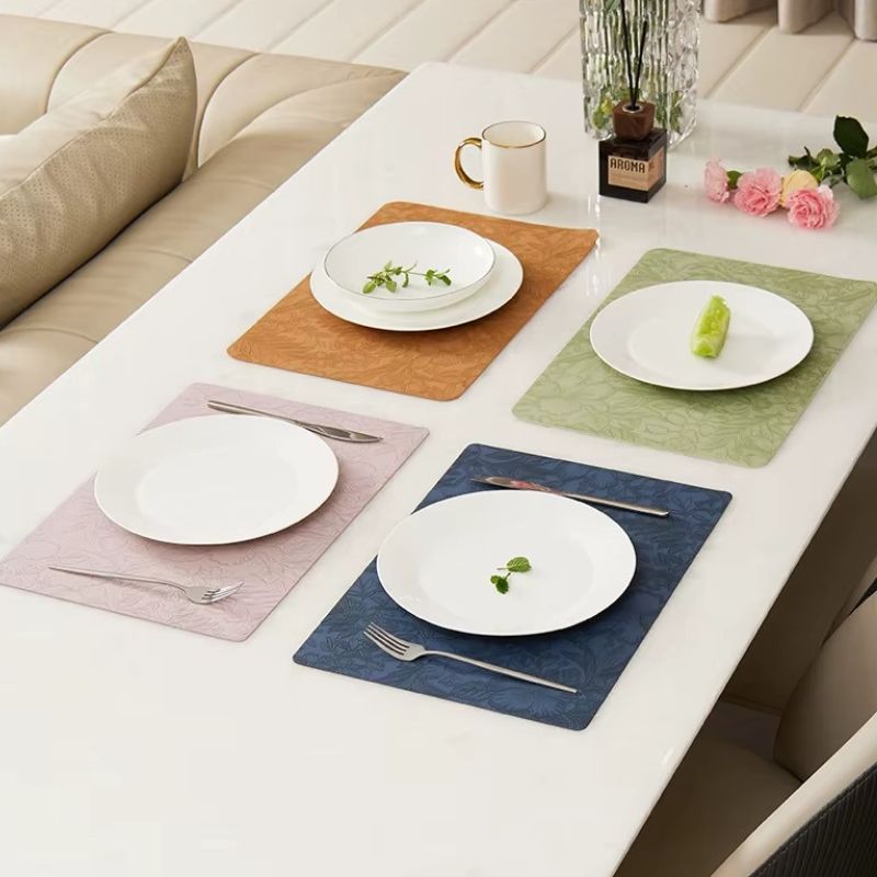 Set De Table Cuir Motif Floral Imperméable Et Antidérapant