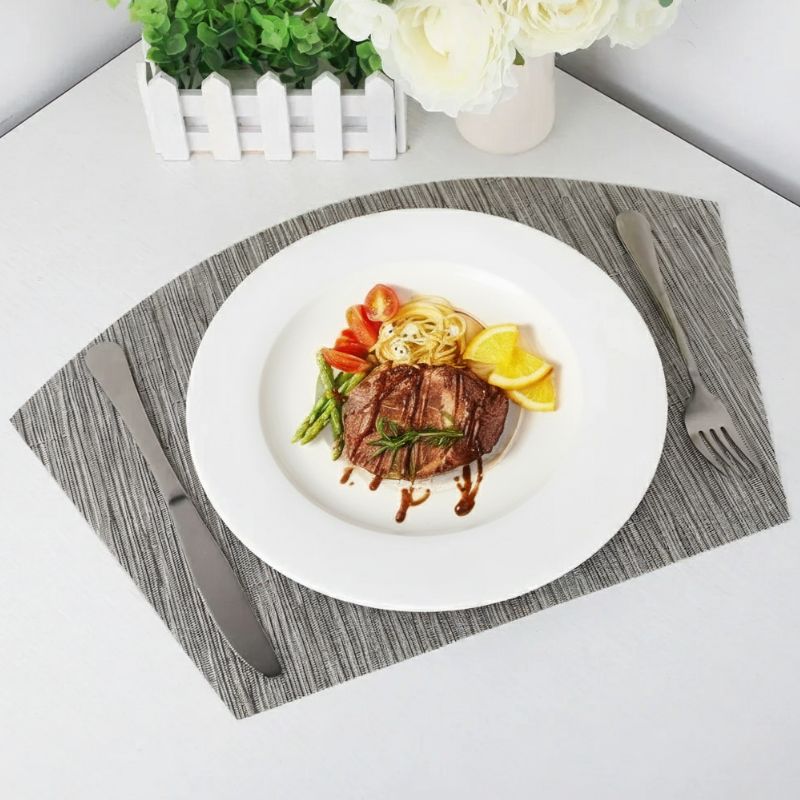 Set De Table Vinyle Gris Antidérapant Et Résistant 4 Pièces